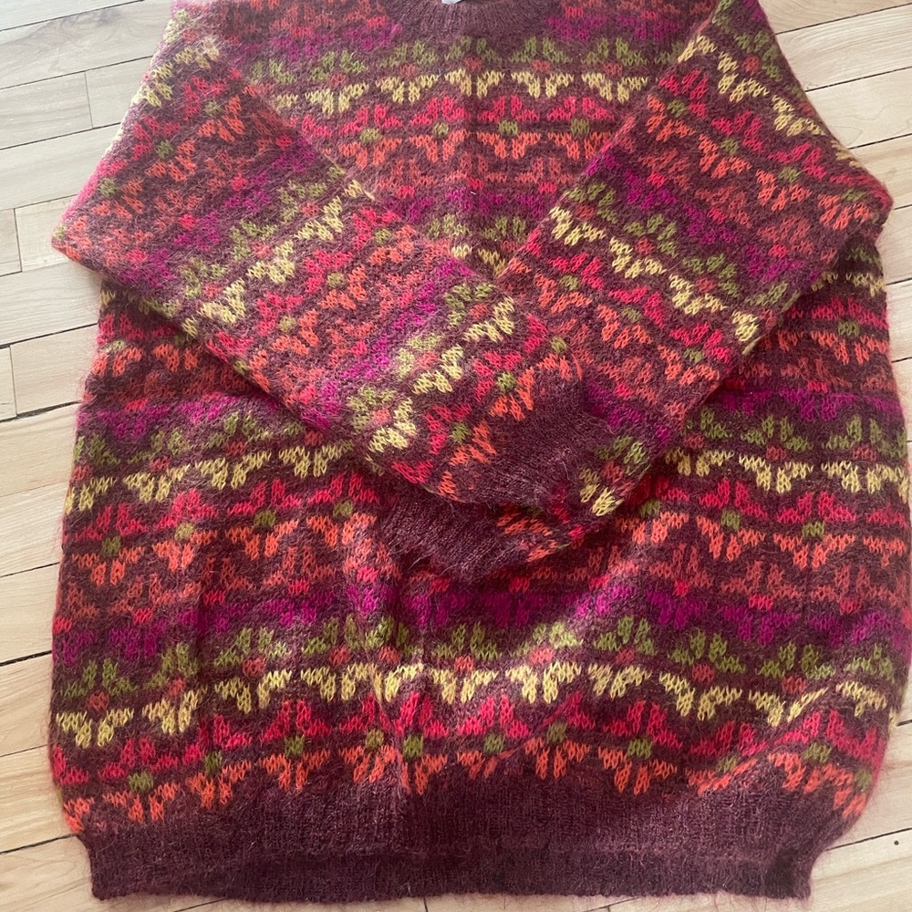Fuzzy wool colorful knit sweater- united colours